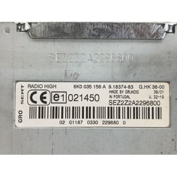 Recambio de sistema audio / radio cd para seat cordoba (6k1, 6k2) 1.9 sdi referencia OEM IAM 6K0035156A  