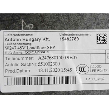 Recambio de alfombra maletero para mercedes-benz gla (h247) gla 200 d (247.712) referencia OEM IAM A2476801500  