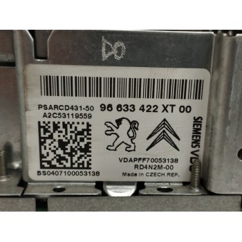 Recambio de sistema audio / radio cd para peugeot 207 cc 1.6 16v referencia OEM IAM 96633422XT A2C53119559 