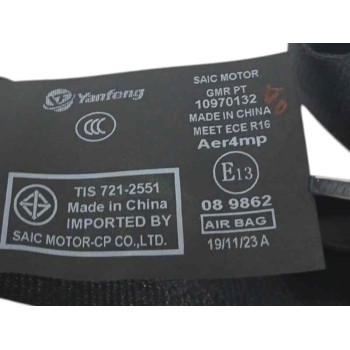 Recambio de cinturon seguridad delantero izquierdo para mg zs suv (azs1) 1.0 t-gdi referencia OEM IAM 10970132  