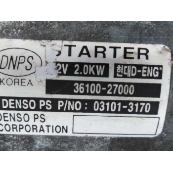 Recambio de motor arranque para kia carens 2.0 turbodiesel cat referencia OEM IAM 3610027000  