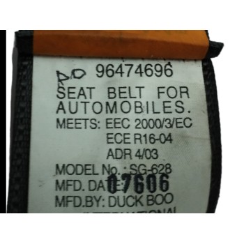 Recambio de cinturon seguridad trasero para chevrolet captiva 2.0 diesel cat referencia OEM IAM 96474696 TERCERA FILA 