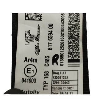 Recambio de cinturon seguridad trasero izquierdo para abarth punto (evo) (199) 1.4 referencia OEM IAM 7355011252  