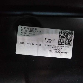 Recambio de asientos trasero izquierdo para volkswagen touran (5t1) 1.6 16v tdi dpf referencia OEM IAM   