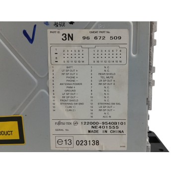 Recambio de sistema audio / radio cd para chevrolet captiva 2.0 diesel cat referencia OEM IAM 96672509 1220009540B101 