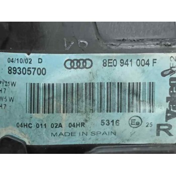 Recambio de faro derecho para audi a4 berlina (8e) 1.9 tdi referencia OEM IAM 8E0941004F  