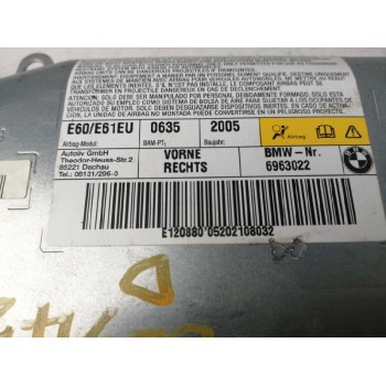 Recambio de airbag lateral delantero derecho para bmw serie 5 berlina (e60) 3.0 turbodiesel cat referencia OEM IAM 6963022  
