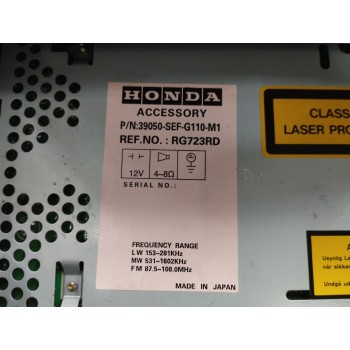 Recambio de sistema audio / radio cd para honda accord berlina (cl/cn) 2.2 ctdi referencia OEM IAM 39050SEFG110M1  