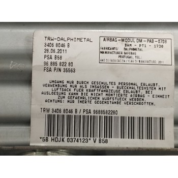 Recambio de airbag delantero derecho para citroën c4 picasso 2.0 hdi fap referencia OEM IAM 9688582280  